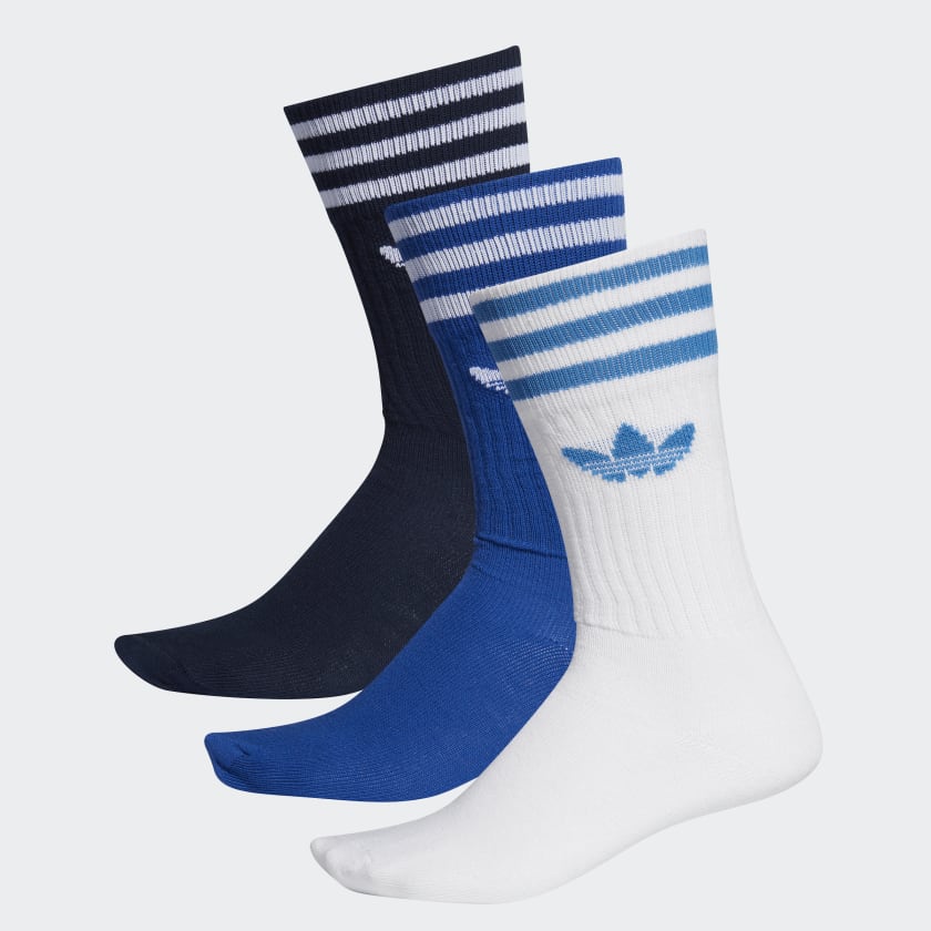 Meia Solid Crew 3 Pares UNISSEX Azul adidas adidas Brasil