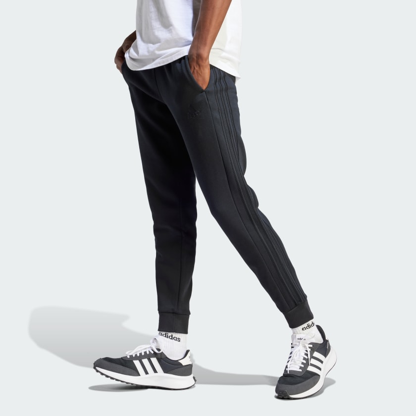 adidas Essentials Warm-Up Tapered 3-Stripes Track Pants - Black, Men's  Training