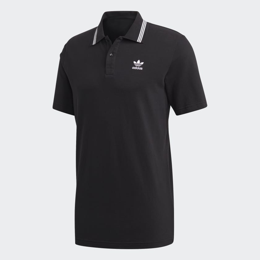 Adidas black polo t shirt shop