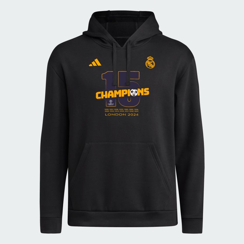 adidas Real Madrid Winners Fleece Hooded Sweatshirt Black Free Shipping with adiClub adidas US