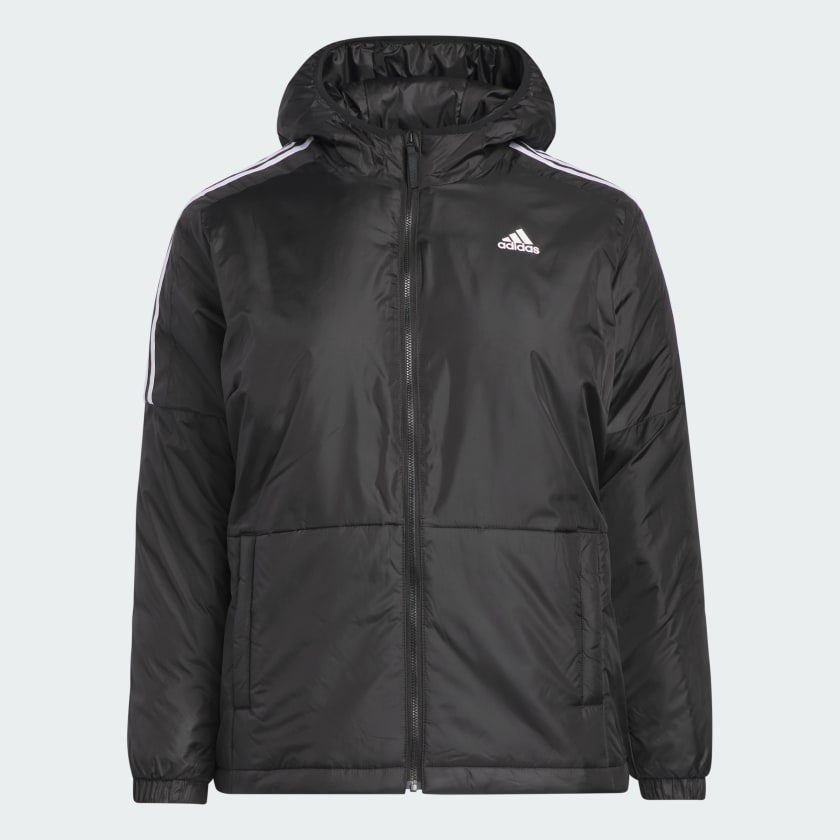 adidas Essentials Insulated Hooded Jacket (Plus Size) - Black | Women's ...