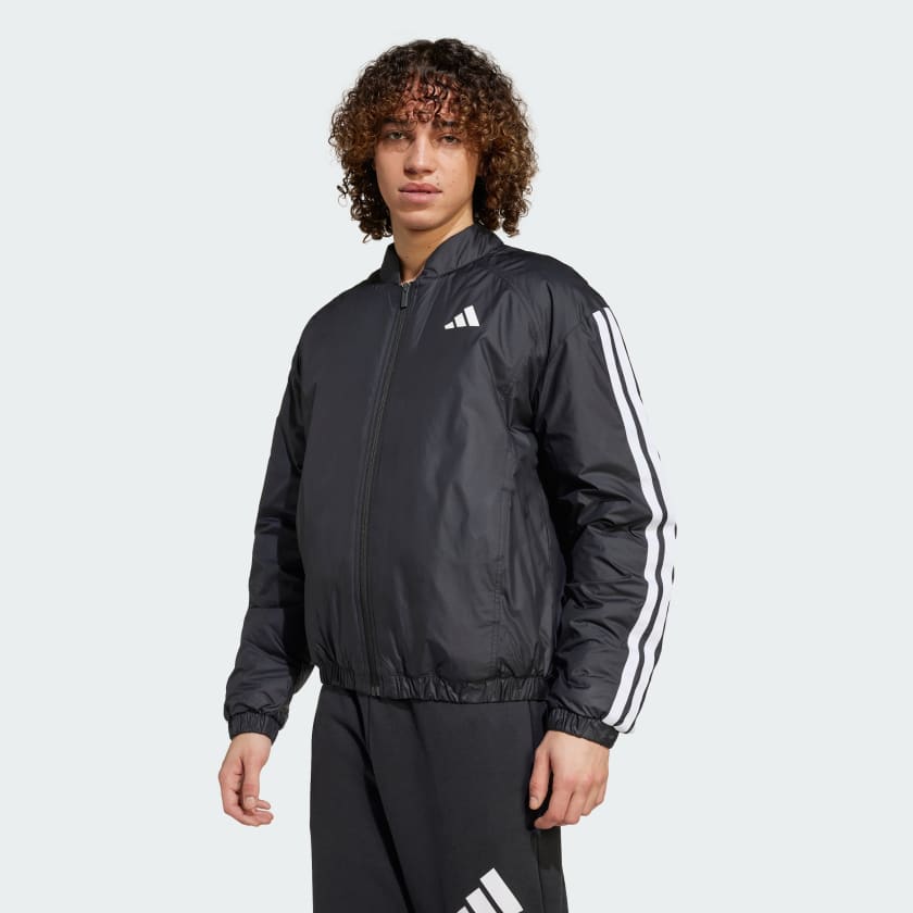 adidas Essentials 3-Stripes Insulated Bomber Jacket - Black | adidas UK