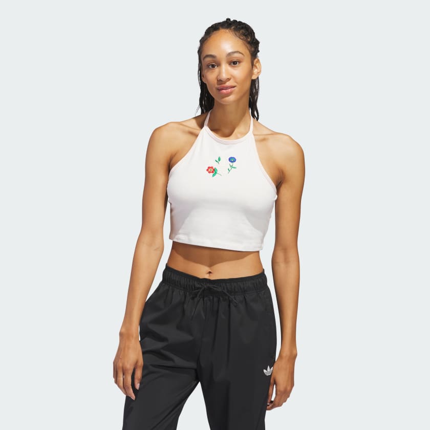 Adidas floral crop top online