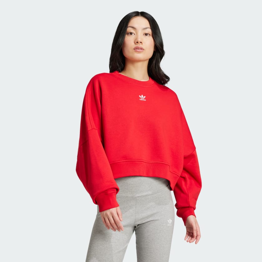 adidas Essentials Crew Fleece Sweatshirt Red Free Shipping with adiClub adidas US