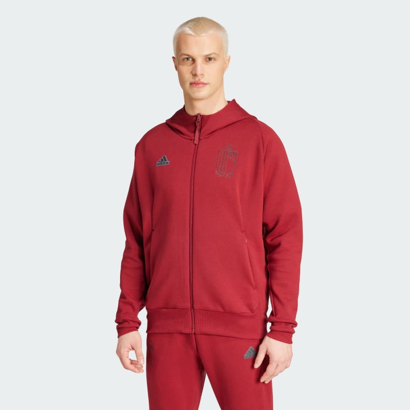 adidas Belgium Travel Full Zip Hoodie Burgundy adidas Finland