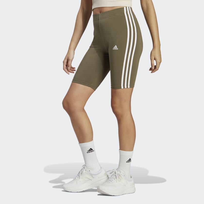 adidas Essentials 3-Stripes Bike Shorts - Green | Women's Lifestyle |  adidas US