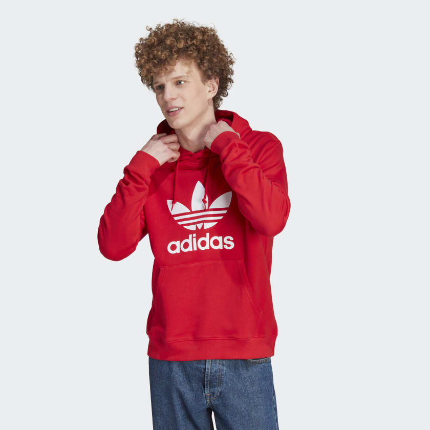 adidas Trefoil Hoodie  Red hoodie outfit, Athletic outfits, Fitness fashion