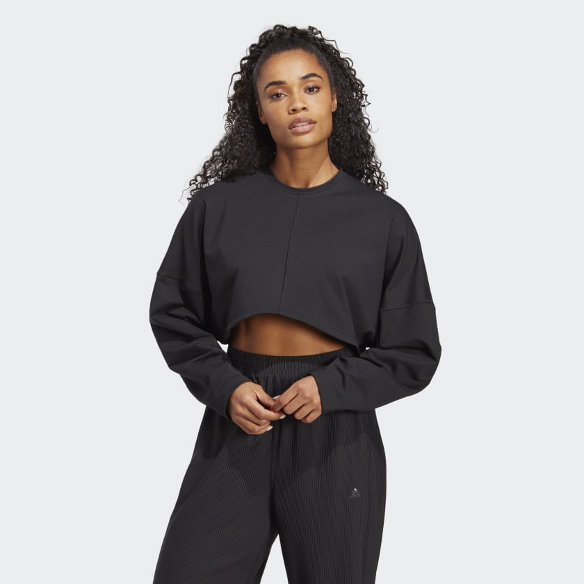 adidas Yoga Studio Crop Sweatshirt - Black | Women's Yoga | adidas US