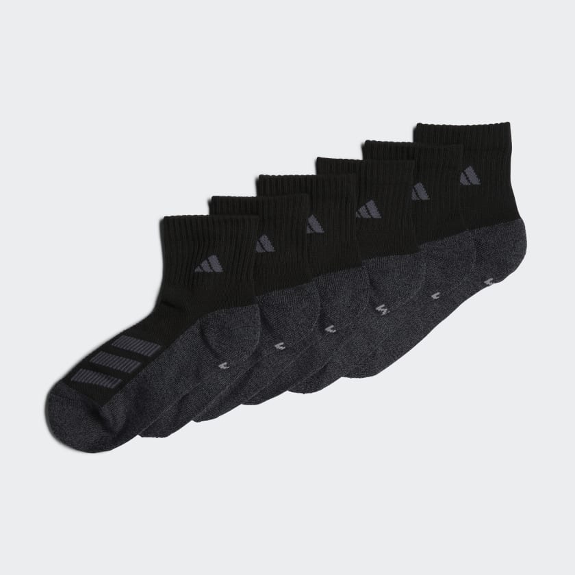 adidas Cushioned Angle Stripe Quarter Socks 6 Pairs - Black | Kids ...