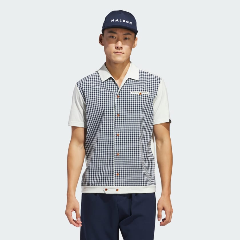 adidas Men's Golf x Malbon Button Polo Shirt - Green adidas US