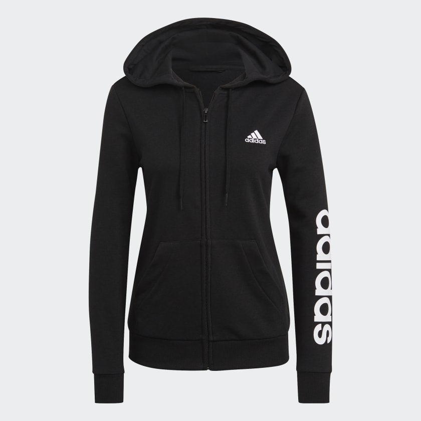 adidas Essentials Logo Full-Zip Hoodie - Black | Women's Training | adidas US