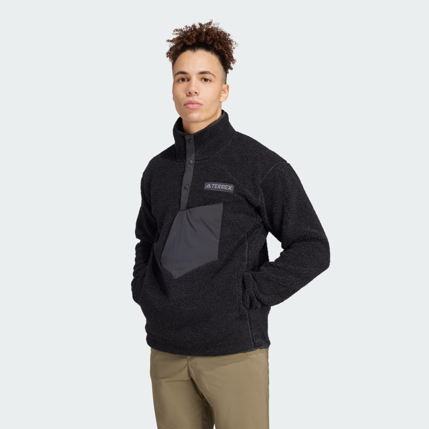 adidas Terrex Xploric High Pile Fleece Pullover Sweatshirt Black adidas UK