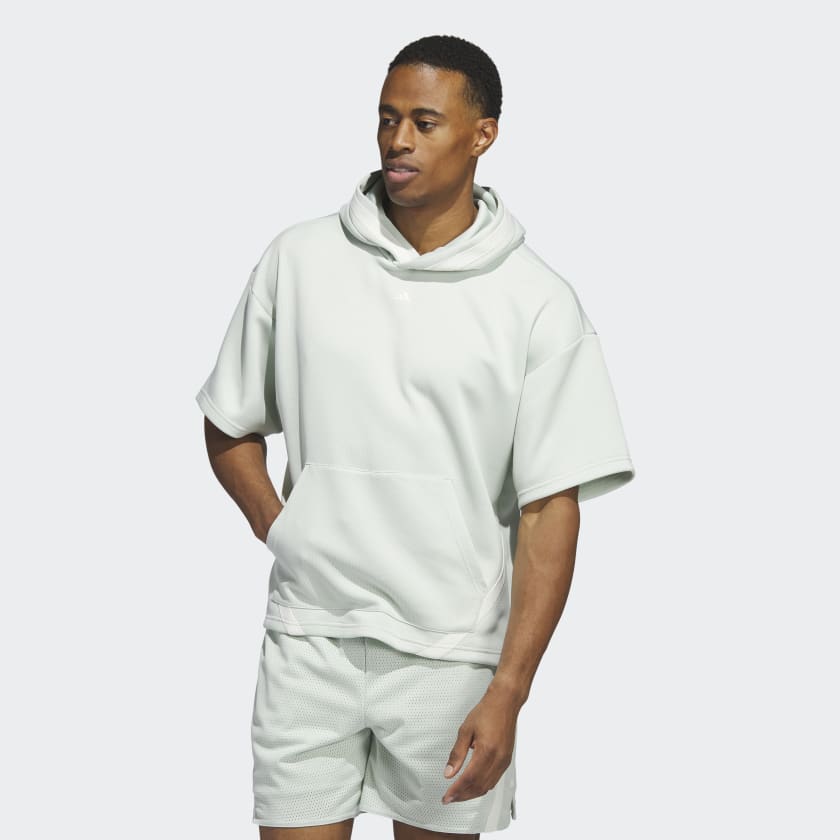 adidas Basketball Select Short Sleeve Hoodie - White
