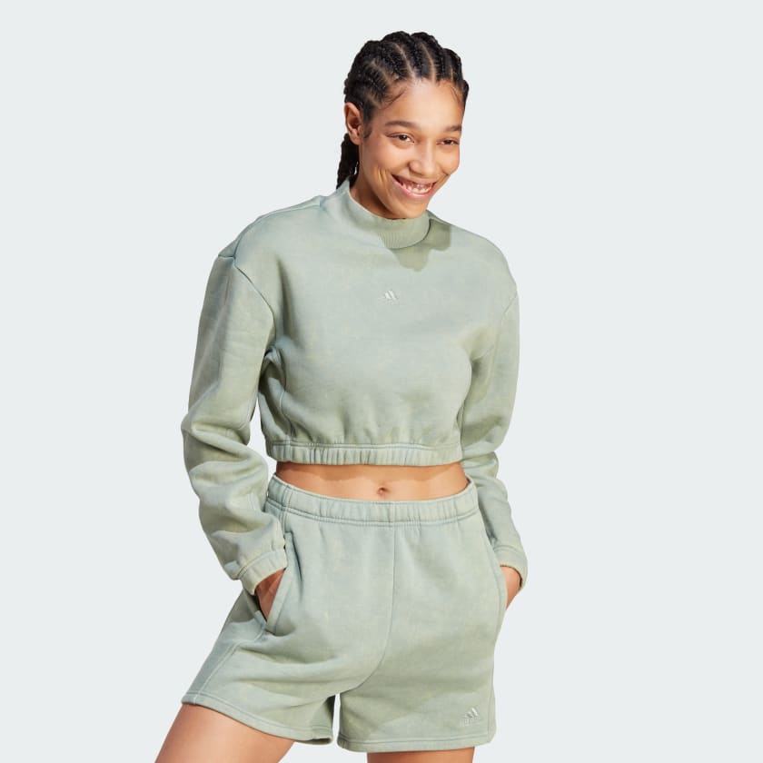adidas ALL SZN Fleece Washed Sweatshirt Green | - US Lifestyle | adidas Women\'s