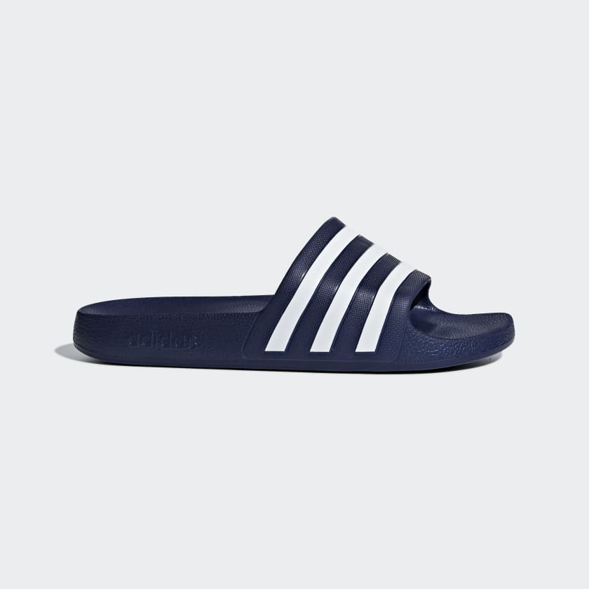 adilette Dark Blue and White Aqua Slides | adidas US