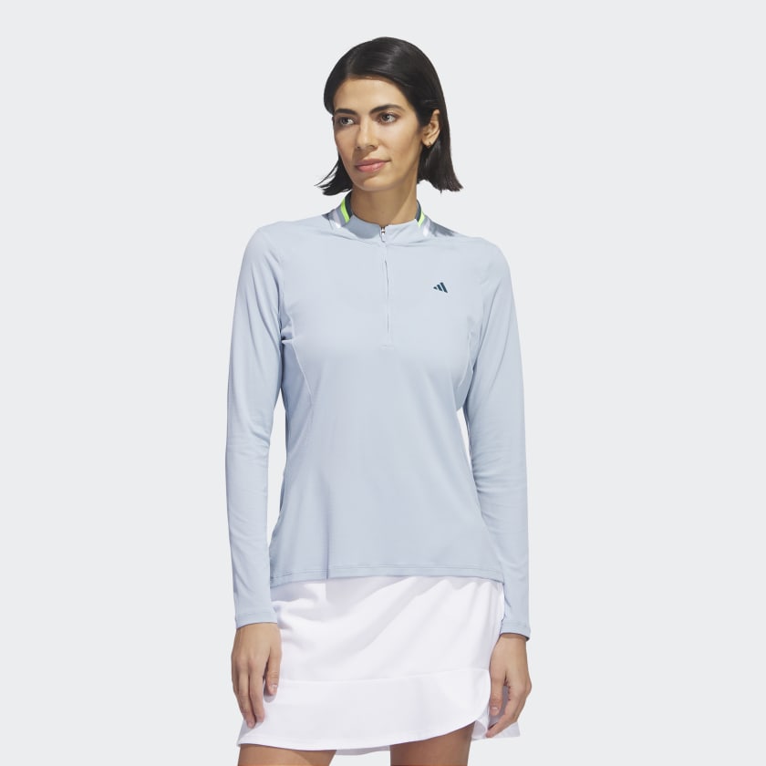 adidas Ultimate365 Tour Long Sleeve Mock Polo Shirt - Blue | adidas UK