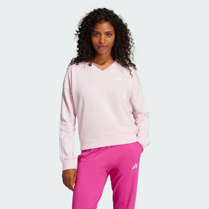 adidas Essentials 3-Stripes French Terry V-neck Sweatshirt