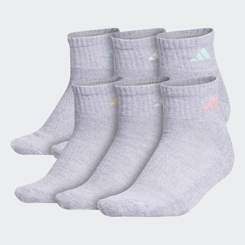 adidas Athletic Cushioned Quarter Socks 6 Pairs - Grey | Women's ...