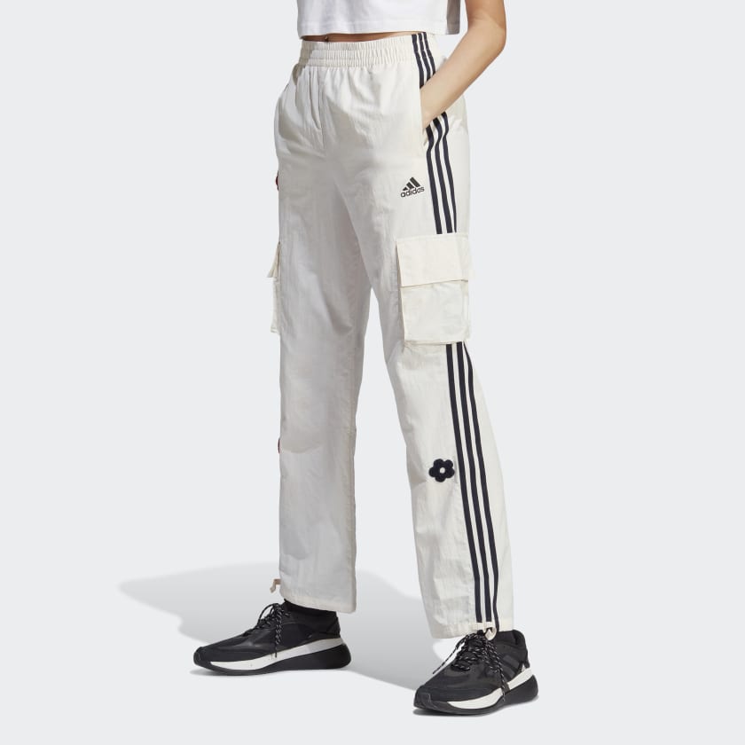 Adidas 3-Stripes Cargo Pants With Chenille Flower Patches