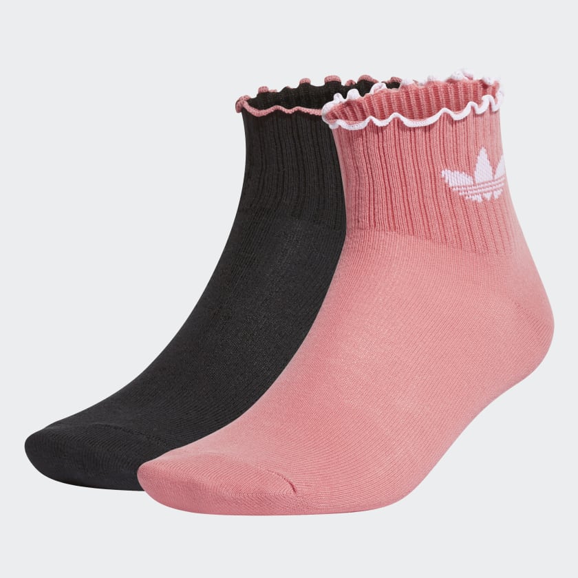 adidas Semi-Sheer Ruffle Crew Socks 2 Pairs - Pink