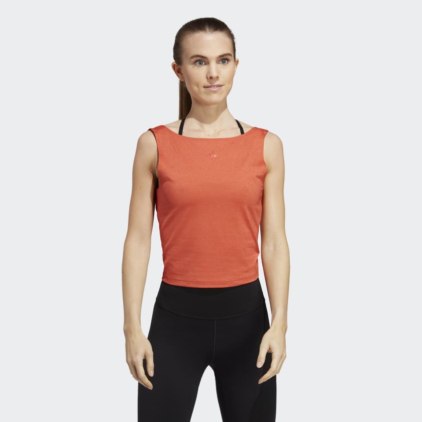 adidas Yoga Studio Crop Tank Top - Red | Women's Yoga | adidas US