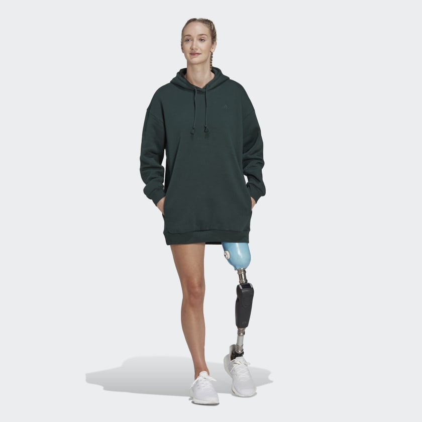 adidas ALL SZN Fleece Long Hoodie - Green | Women's Lifestyle | adidas US