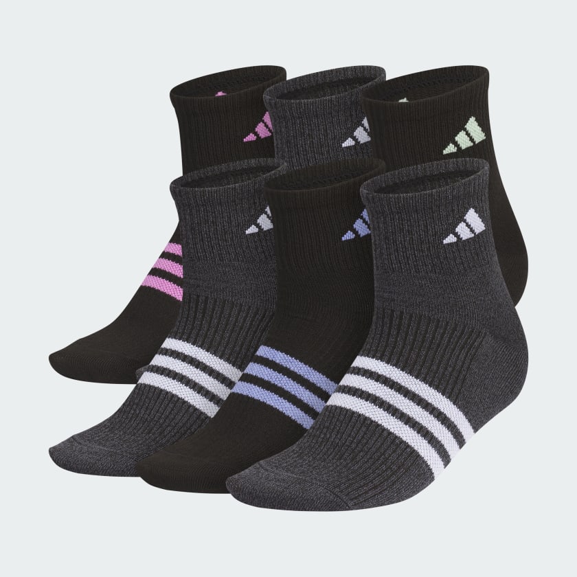 adidas Cushioned 3.0 Men's Quarter Ankle Socks - 3 Pack - Free Shipping