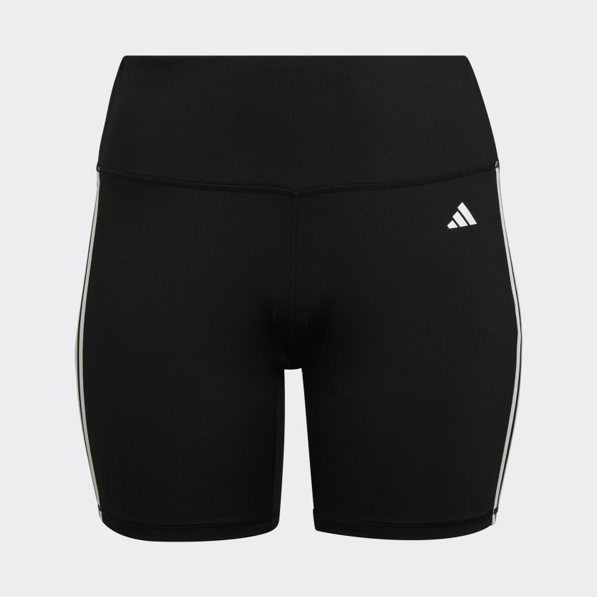 Adidas Training Essentials 3 Stripes High Waisted Short Leggings Plus Size Black 2X Women Training Gym Training Tights color Black size 2X