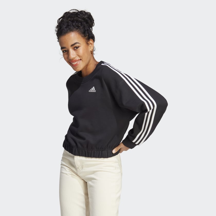 adidas Essentials 3-Stripes Crop Sweatshirt - Black | adidas Canada