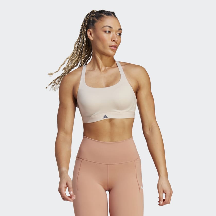 adidas Tailored Impact Luxe Training High-Support Bra - Brown | adidas India