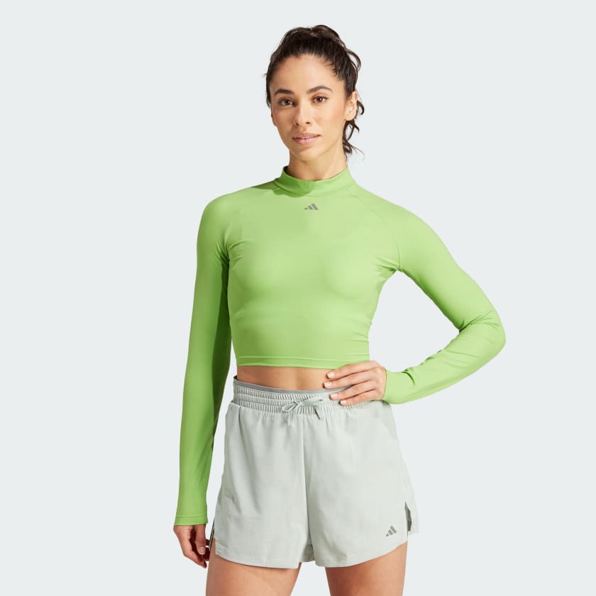 adidas HIIT HEAT.RDY Long Sleeve Crop Tee - Green | Women's Training |  adidas US