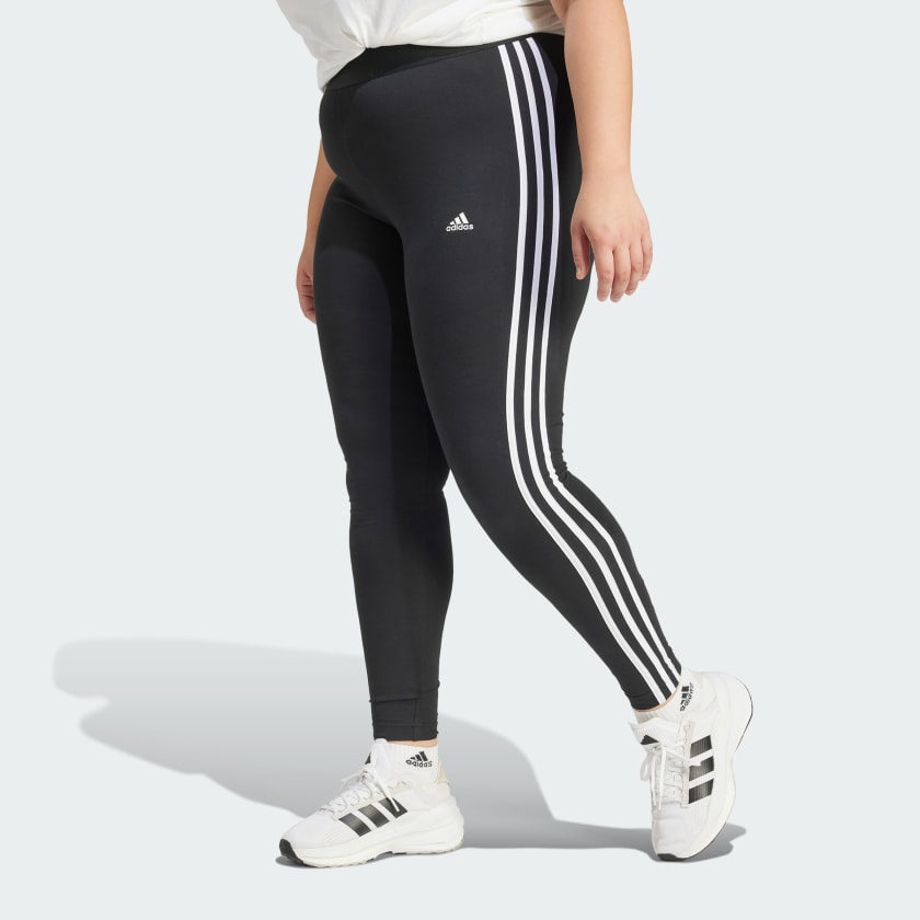 Adidas Women's High Rise 2 Side Pockets Moisture-wicking Compression fit  Active Pants 3-Stripe Capri Leggings