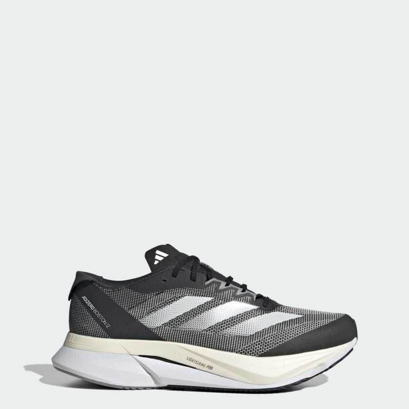 Adidas Men's Adizero Boston 12 Wide Running Shoes, Core Black/Cloud White/Carbon / 10