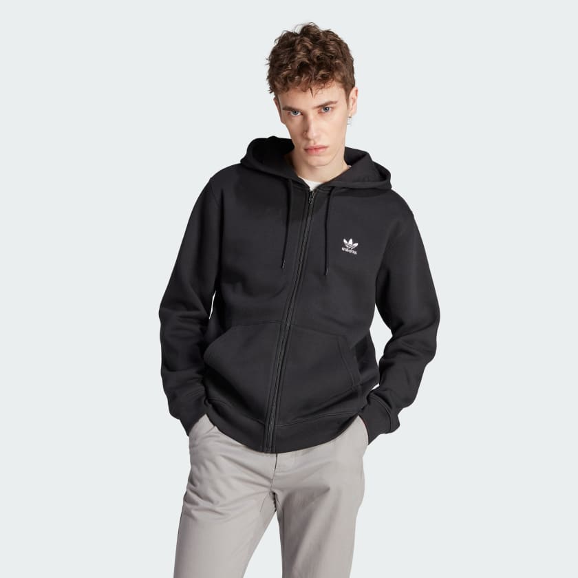 Chaqueta Rompevientos para Hombre, Capucha, Cierre Frontal. Negro