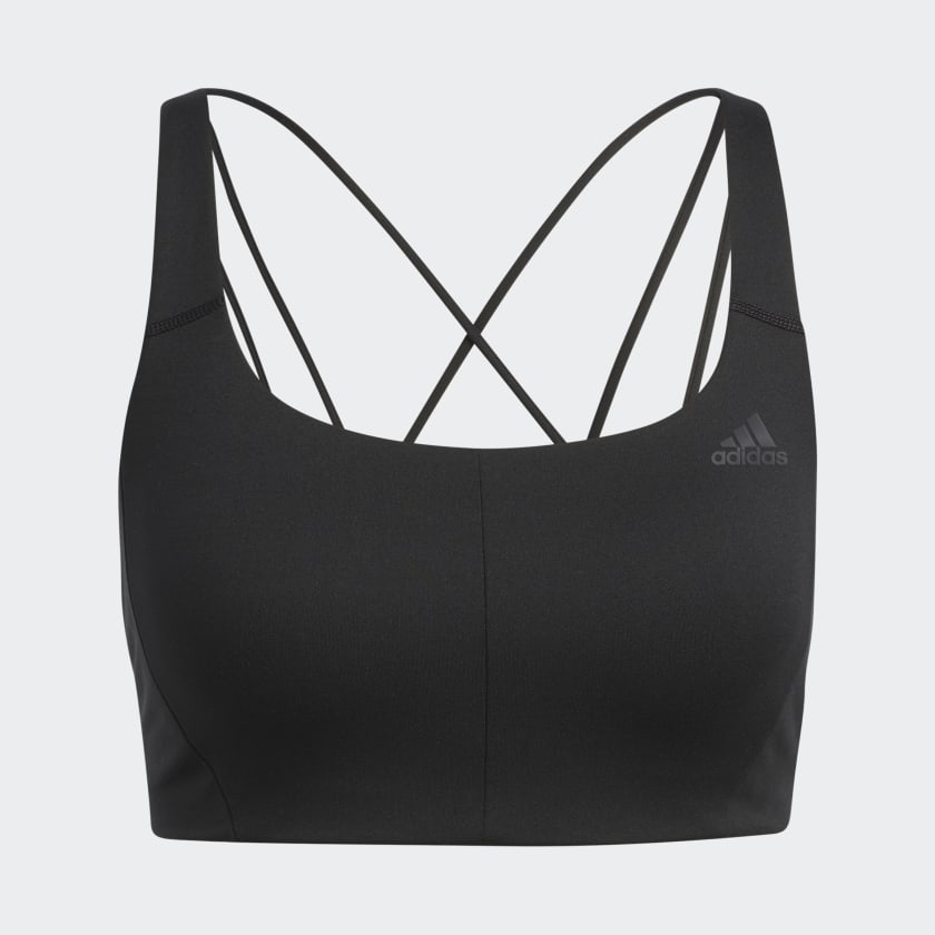 adidas Women's Training Ribbed Light Support Bra, Black/White, XX-Small D  at  Women's Clothing store