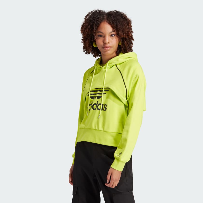 Adidas Ultimate Pullover Hoodie Womens Green Neon Yellow Size Medium