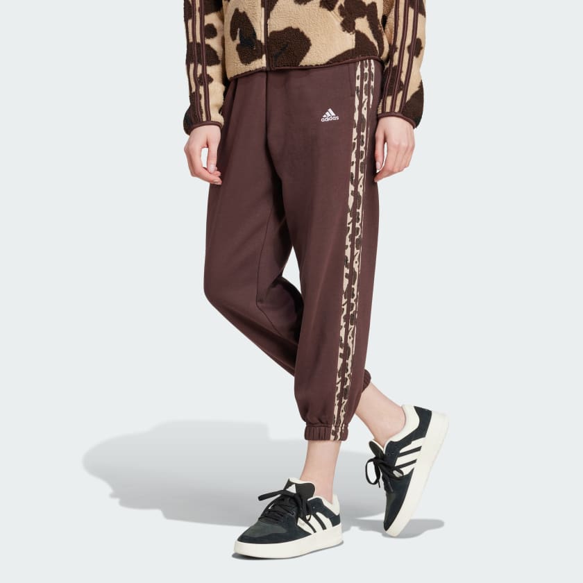 adidas Essentials 3 Stripes Animal Print 7 8 Pants Brown Free Shipping with adiClub adidas Canada