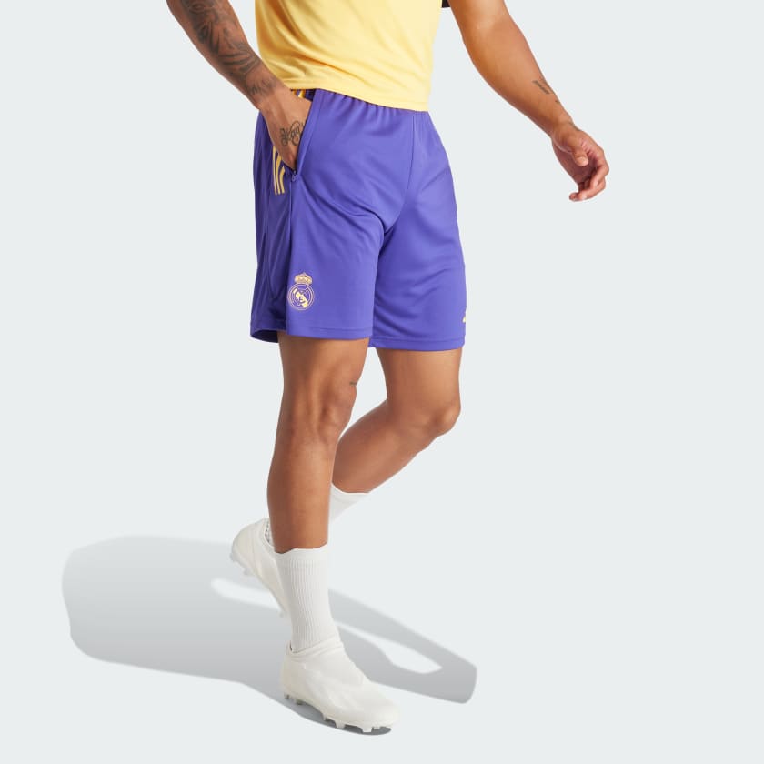 Purple adidas soccer shorts on sale