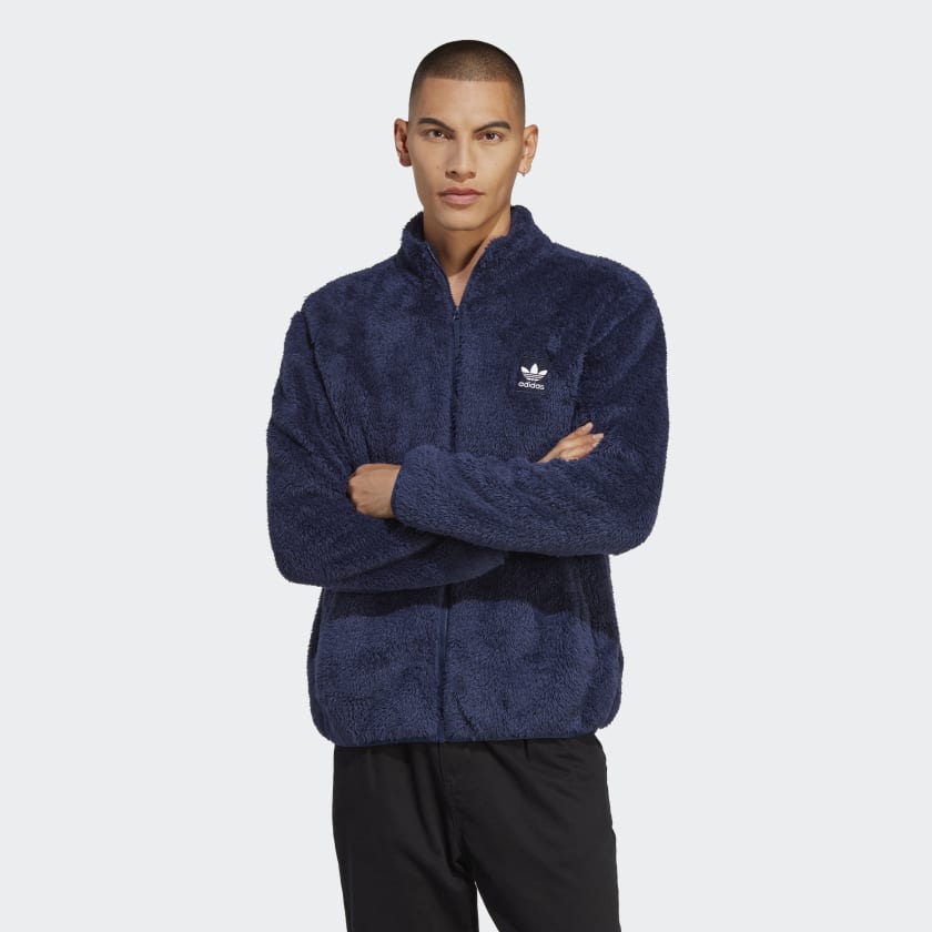 adidas Essentials+ Fleece Track Jacket - Blue | Men's Lifestyle | adidas