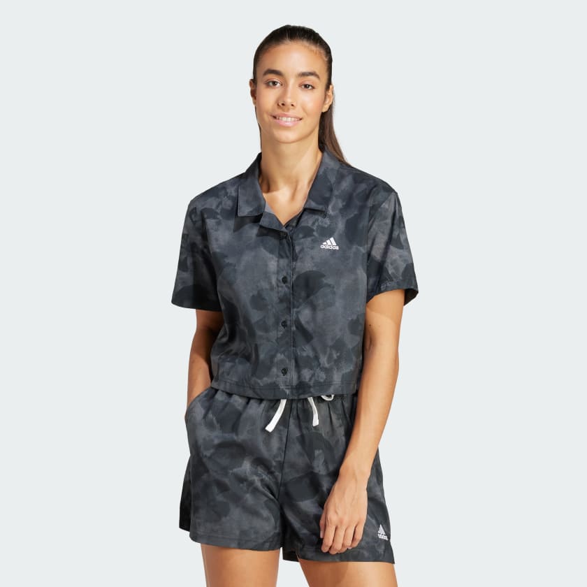 Adidas floral crop top and shorts hotsell