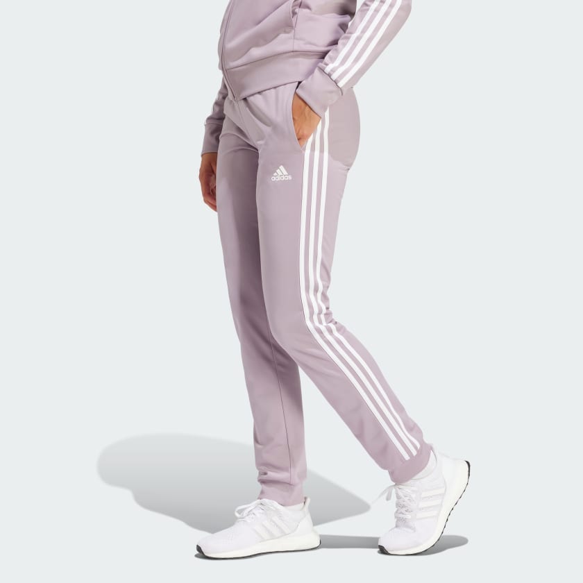 adidas Primegreen Essentials Warm Up Slim Tapered 3 Stripes Track Tracksuit Bottoms Purple adidas Ireland
