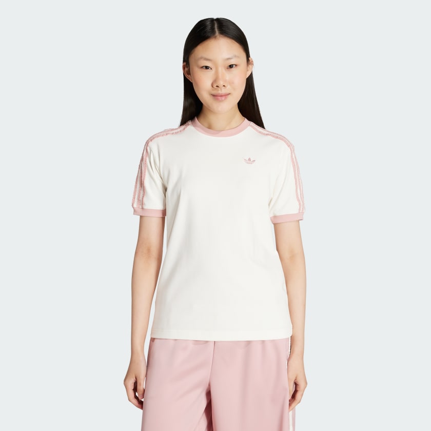 ★ adidas★ Ruffle 3S Tee White KC8821 adidas Originals Ruffle 3-Stripes Tee - White | Free