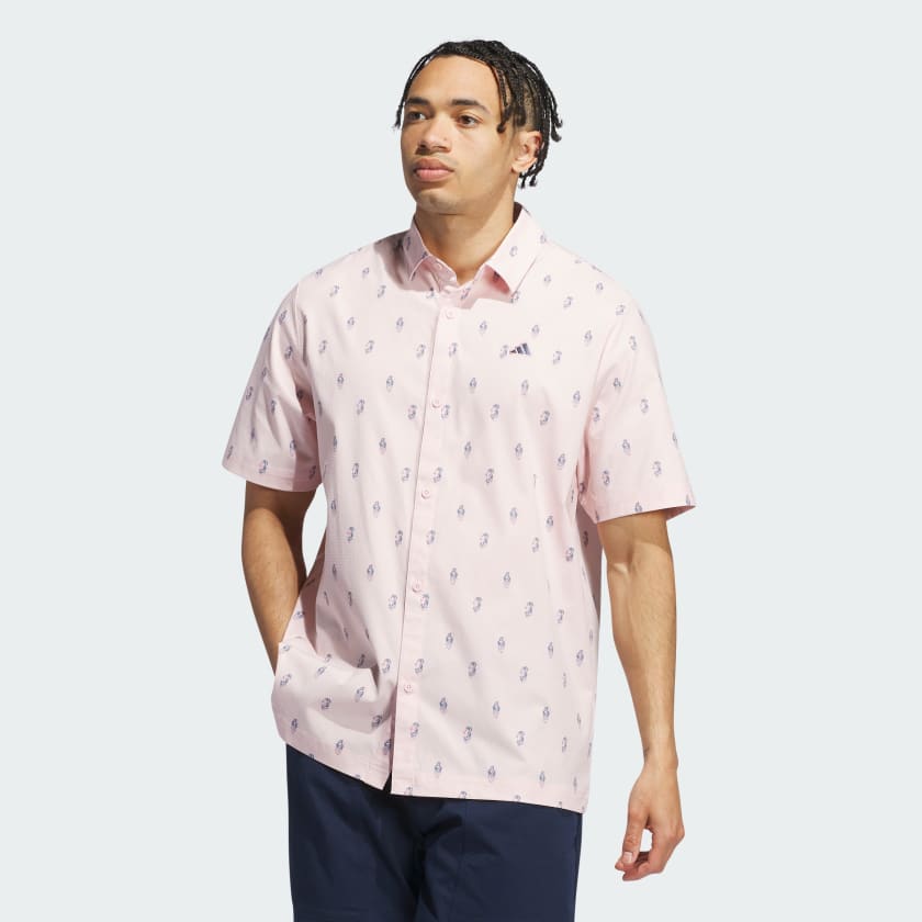 adidas Go to Resort Button Down Polo Shirt Pink Free Shipping with adiClub adidas US