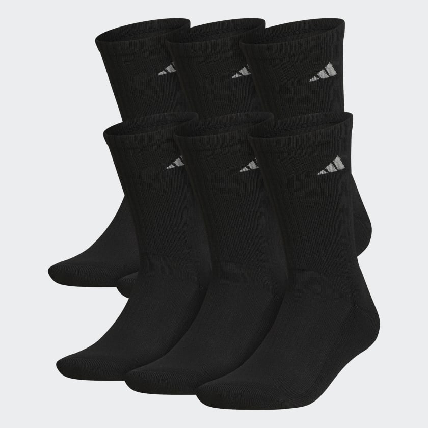 adidas Athletic Cushioned Crew Socks 6 Pairs - Black | Men's Training |  adidas US