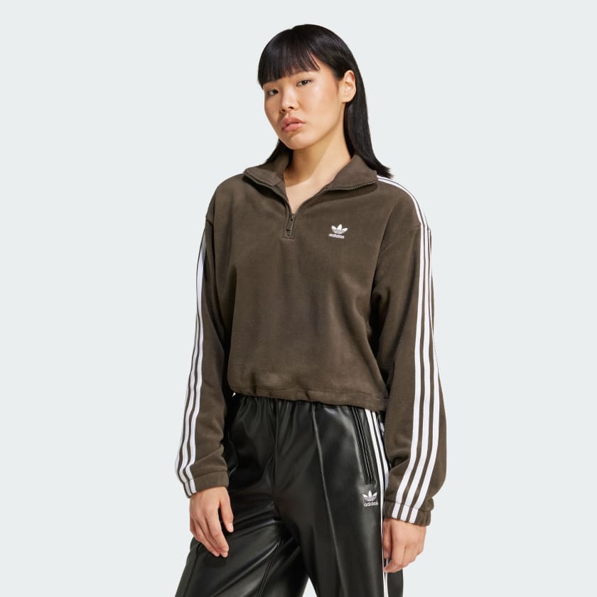 adidas Polar Fleece 1 2 Zip Loose Sweatshirt Green adidas Ireland