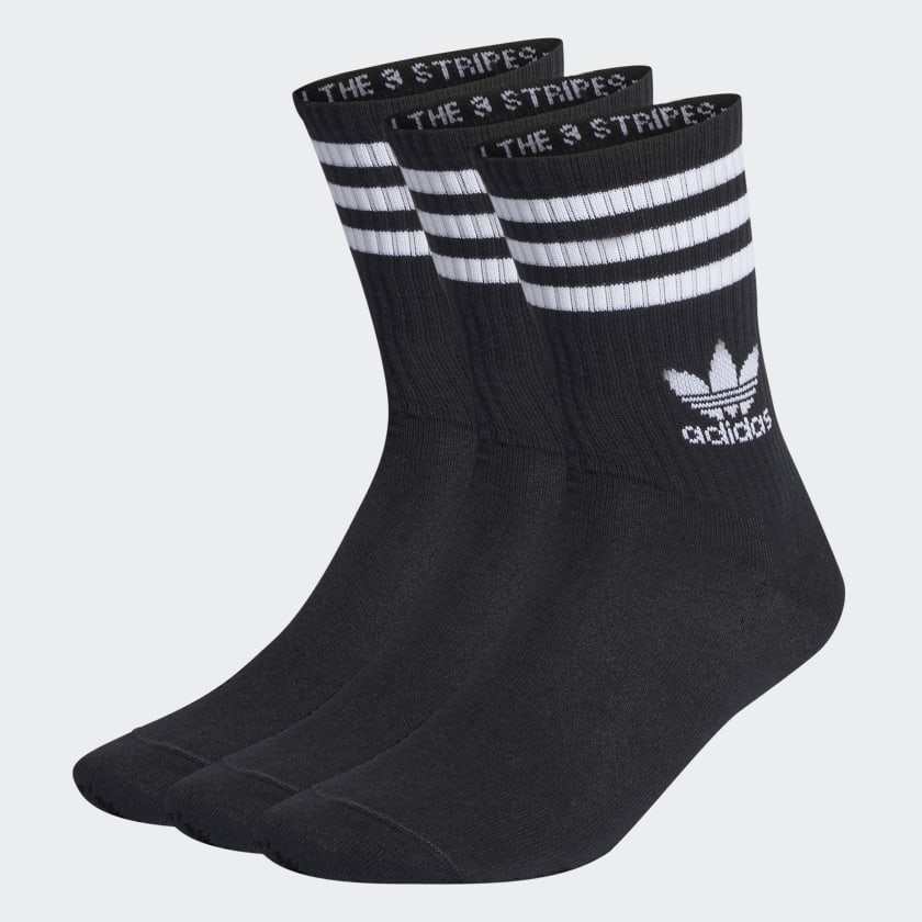 adidas Mid Cut Crew Socks 3 Pairs - Black | adidas Canada
