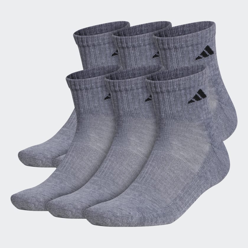 adidas Athletic Cushioned Quarter Socks 6 Pairs - Grey | Men's Training |  adidas US