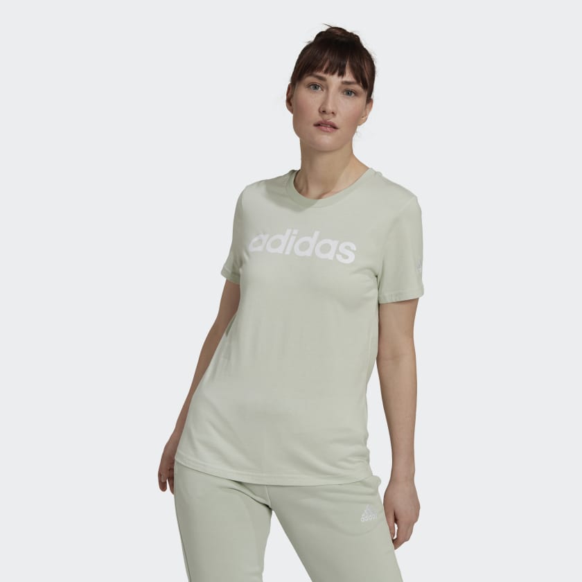 adidas LOUNGEWEAR Essentials Slim Logo T-Shirt - Green | adidas UK