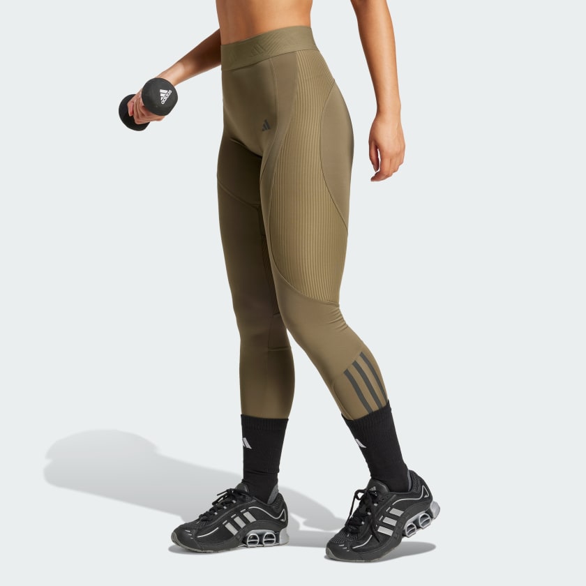 adidas Hyperglam Full Length Ribbed Leggings Green Free Shipping with adiClub adidas US
