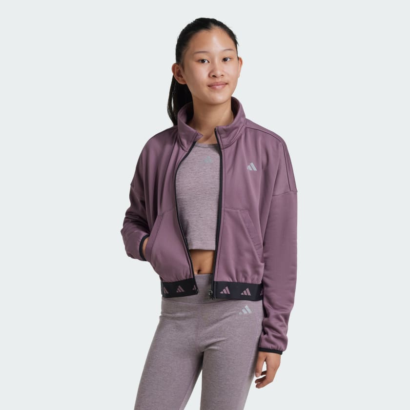 adidas Fleece Full Zip Jacket Kids Purple adidas UK